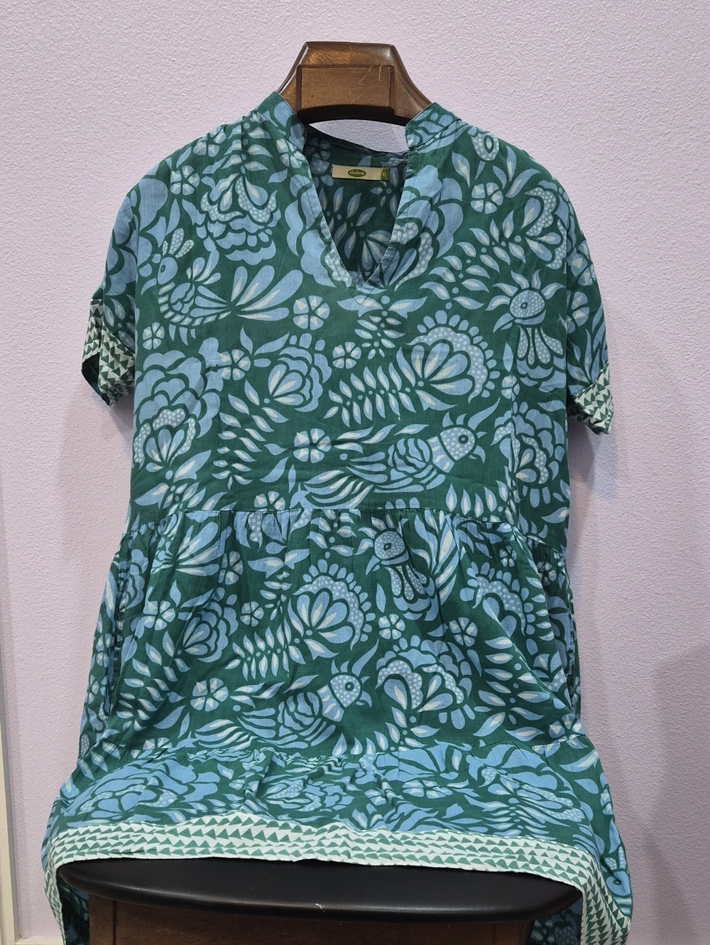 Dolma Floral Print Knee-Length Dress with V-Neck